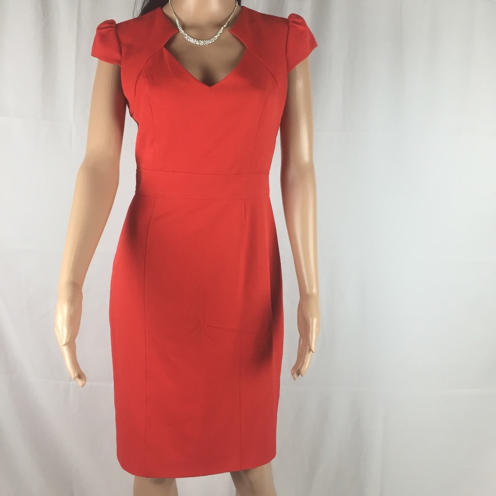 New York & Company Vibrant Red Midi Dress
